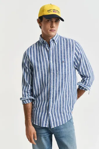 KOŠILE GANT REG COTTON/LINEN STRIPED SHIRT RICH BLUE