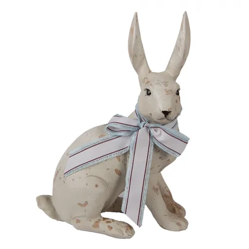 Dekorace béžový mintový sedící králík s mašlí Rabbit Bow - 20*11*28 cm 6PR2607