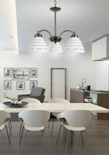 Saténová závěsná lampa 3x60W se skleněnými stínidly Uli