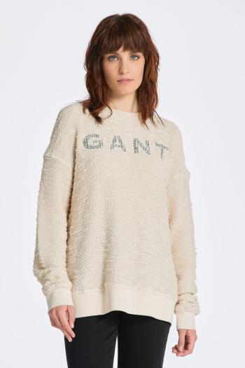 MIKINA GANT REL BOUCLE APPLIQUE C-NECK SWEAT EGGSHELL