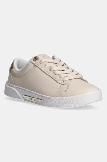 Kožené sneakers boty Tommy Hilfiger CHIC COURT SNEAKER béžová barva, FW0FW08382