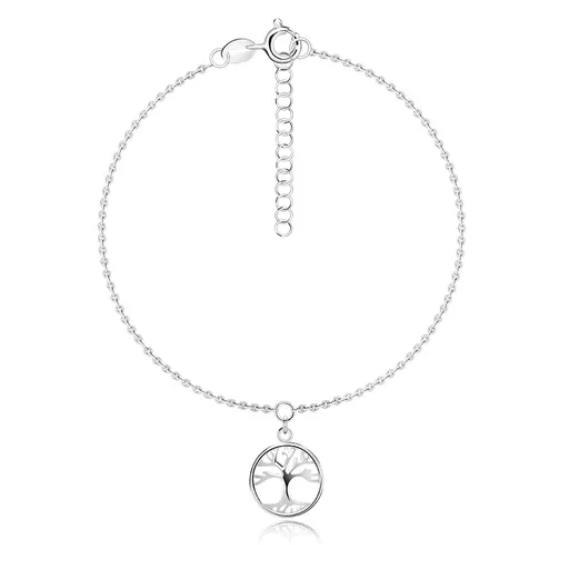 Stříbrný náramek 925 - strom života, tenký řetízek, nastavitelný