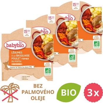 BABYBIO Zelenina s baskickým kuraťom a ryžou 3× 260 g (BABY11814s)