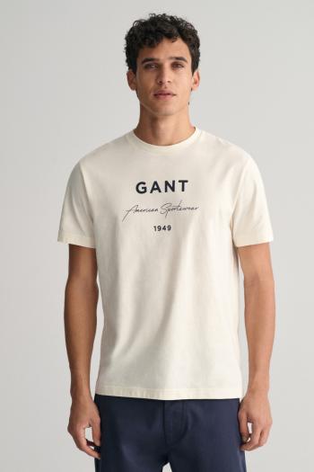 TRIČKO GANT LOGO SCRIPT PRINTED SS T-SHIRT CREAM