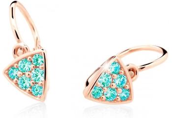 Cutie Jewellery Třpytivé dětské náušnice z růžového zlata C2207-10-X-4 světle zelená