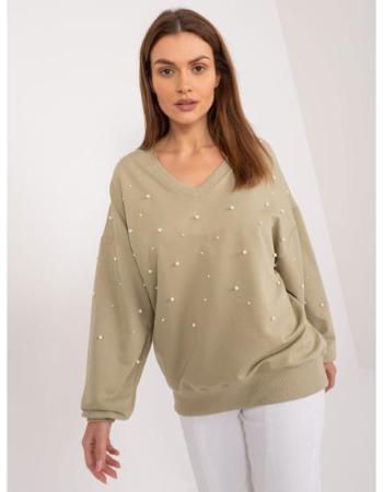 Dámská halenka s perlami oversize khaki