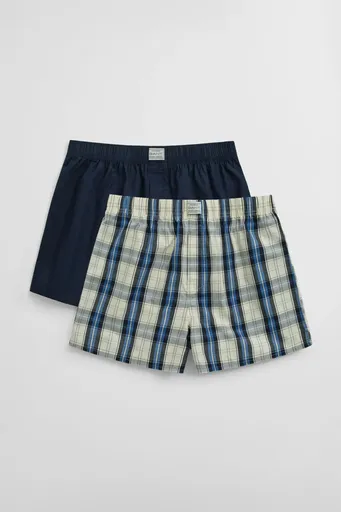 SPODNÍ PRÁDLO GANT CHECK AND SOLID BOXER SHORTS 2-P MARINE