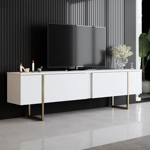 TV stolek Luxe - White, Gold