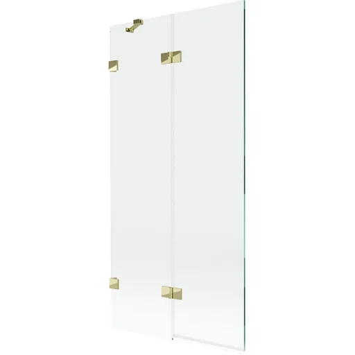 MEXEN/S Lunar vanová zástěna 2-křídlová levá 90 x 150, transparent, zlatá 897-090-100-50-00-L
