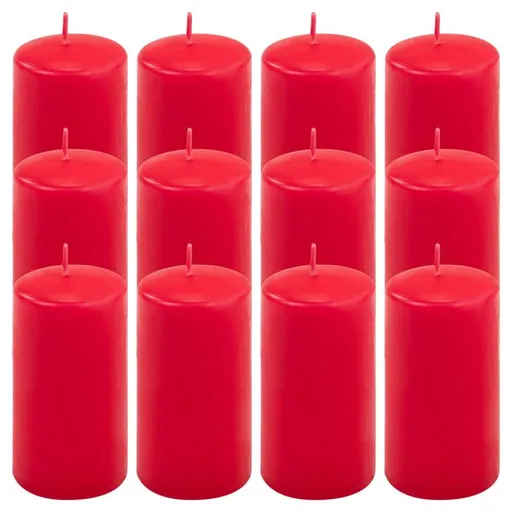 Červená parafínová svíčka 11,5 cm, 30 h hoření, sada 12 ks