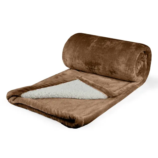 Polášek Mikroflanelová deka s beránkem - Oříšková | 100 x 150 cm