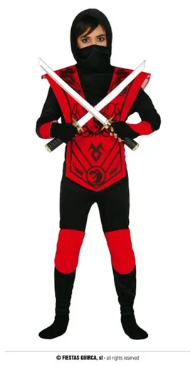 Dětský kostým NINJA červený - vel. 7-9 let - GUIRCA