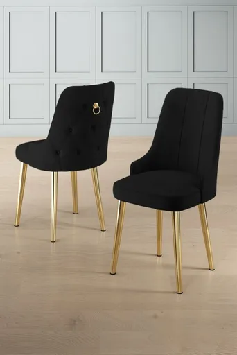 Sada židlí (6 kusů) Newa - Black, Gold