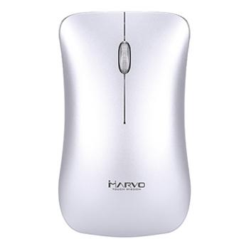 Marvo Myš DWM102SL, 1600DPI, 2.4 [GHz], optika, 3tl., bezdrátová, stříbrná, vestavěná baterie, kancelářská, tichá