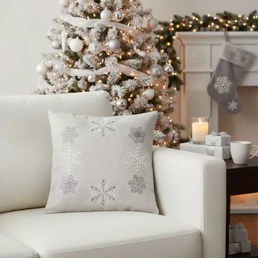 Návlek na polštář, Kouzelné vločky, šedý, 40 x 40 cm