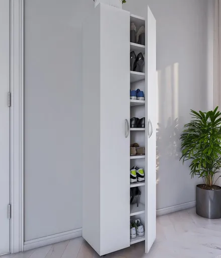 VCM Botník Ulas-XL 8-přihrádkový, bílý