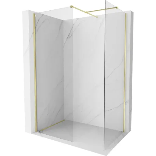 MEXEN/S Kioto-X Sprchová zástěna WALK-IN 120 x 120, transparent 10 mm, zlato kartáčovaná 800-120-202-55-00-120-X