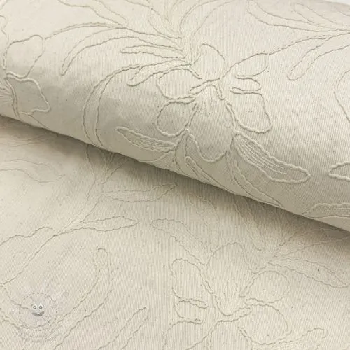 Bavlněná látka EMBROIDERY GABARDINE Luana natural