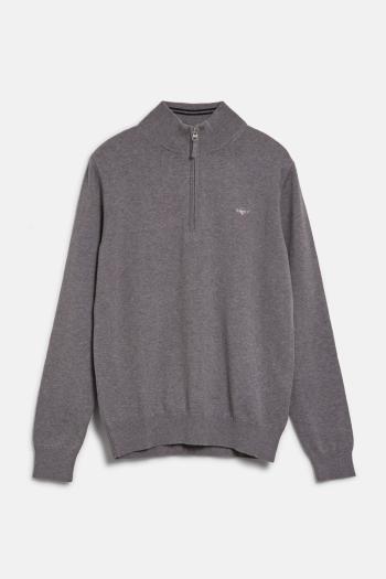 SVETR GANT SHIELD COTTON HALF ZIP DARK GREY MELANGE