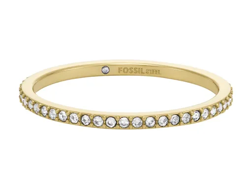 Fossil Třpytivý pozlacený prsten Ellis Pavé JF04686710 52 mm