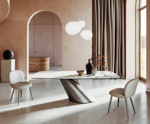 Jídelní stůl Edge Boot 240x120 keramický Calacatta Luxe bílá