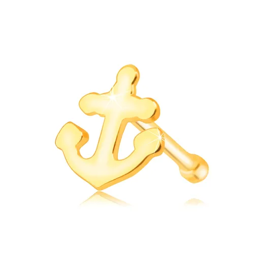 Zlatý 585 piercing do nosu - lesklá kotvička