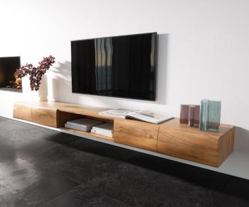 TV stolek Nová 240 cm přírodní akácie 4 dvířka 1 přihrádka