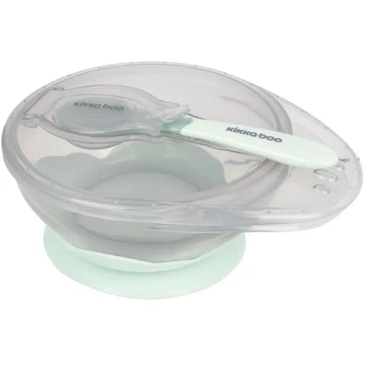 KikkaBoo Miska s přísavkou, víčkem a lžičkou Mint