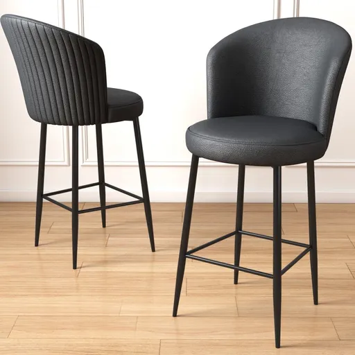 Bar Stool Set (4 Pieces) Uras - Anthracite, Black