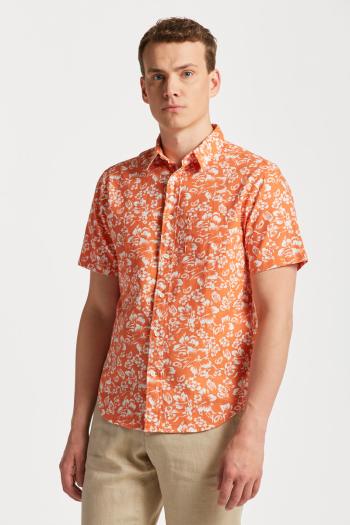 KOŠILE GANT REG FLORAL COTTON LINEN SS SHIRT APRICOT ORANGE