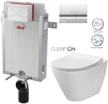 ALCADRAIN Renovmodul předstěnový instalační systém s chromovým tlačítkem M1721 + WC CERSANIT CLEANON CITY AM115/1000 M1721 CI1