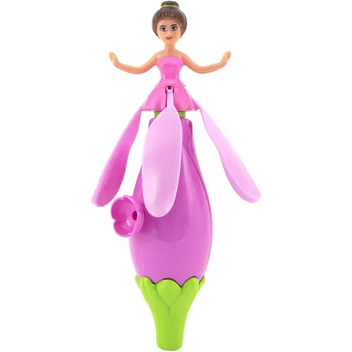 Teddies Vystřelovací víla panenka plast 17cm růžová hnědé vlasy