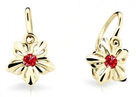 Cutie Jewellery Dětské kytičkové náušnice ze žlutého zlata C2238-10-X-1 červená