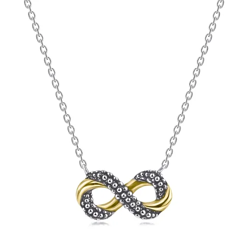 Stříbrný náhrdelník 925 - Infinity ve zlatě a patinovaném stříbře