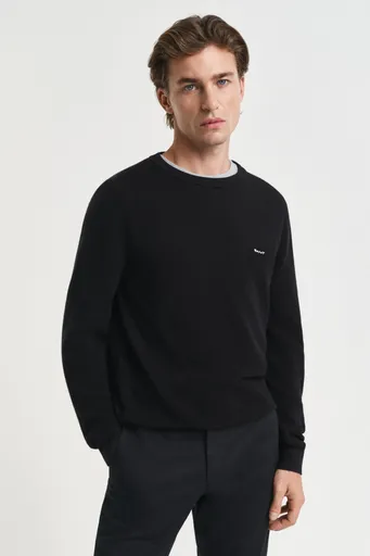 SVETR GANT COTTON PIQUE C-NECK BLACK