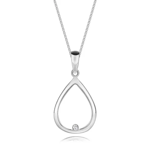 Stříbrný náhrdelník 925 - diamant, kontura slzy, nastavitelná délka