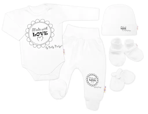 Baby Nellys Soupravička do porodnice 5D Made with love - bílá, vel. 62