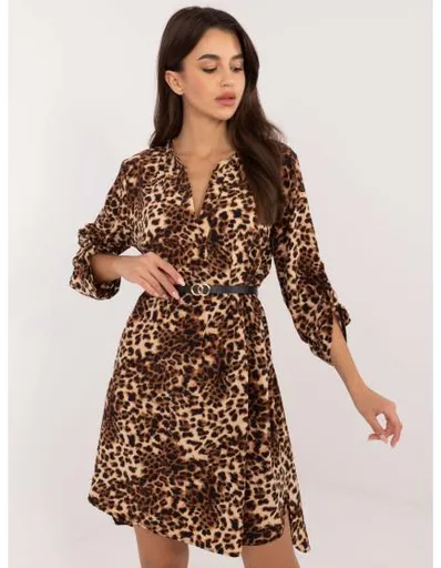 Dámské šaty s panterem košilové béžovo-černé