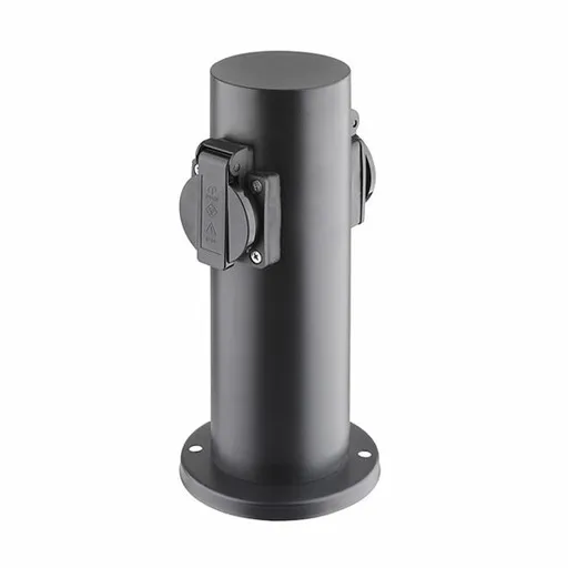 Solight PG10B Zahradní sloupek IP44, nerez ocel, 2 zásuvky, válec, černá