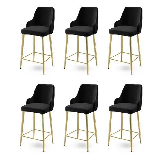 Bar Stool Set (6 Pieces) Enox - Black, Gold
