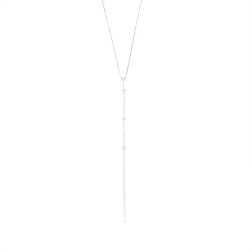 Stříbrný náhrdelník 925, úzký hranol a korálky na blýskavém řetízku