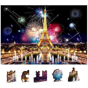 Wooden city Dřevěné puzzle Noční Paříž 2v1, 75 dílků eko (5904151820577)