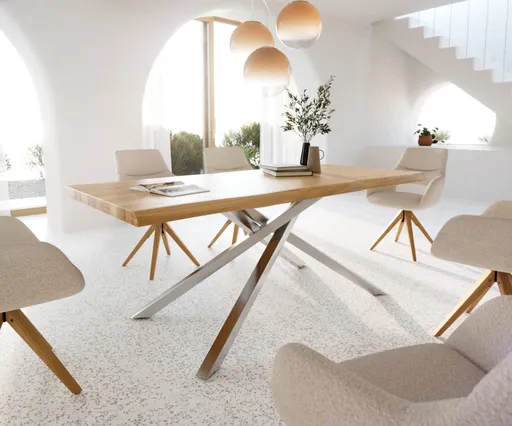 Jídelní stůl Edge 200x100 dub přírodní křížová podnož obdélník