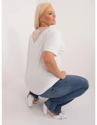 Dámská halenka se síťovinou plus size POTA ecru