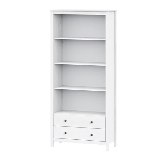 Knihovna 2 zásuvky TORINO bílá, kovové úchytky