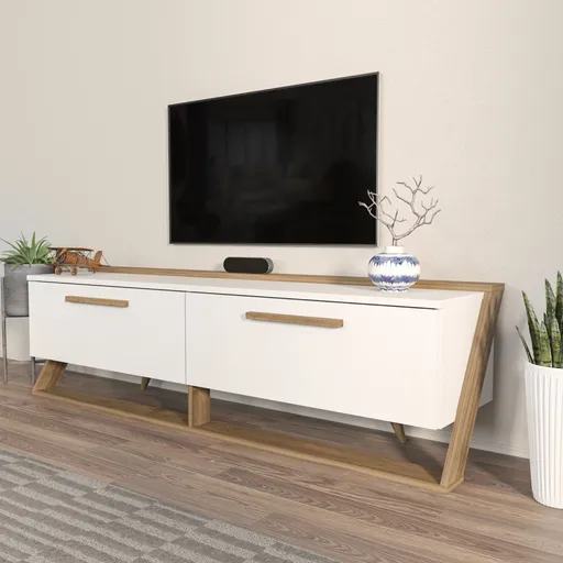 TV stolek Astrid - White, Walnut