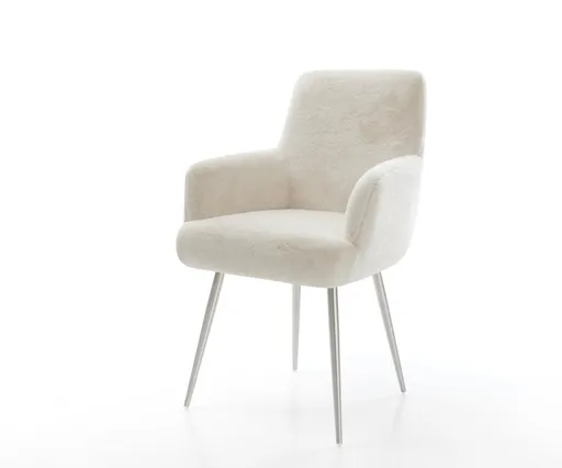 Jídelní židle Heira-Flex s područkami plyšový manšestr krémovo