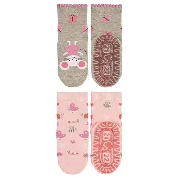 Sterntaler ABS protiskluzové chodidlo AIR, 2 páry, myška, šedá, růžová 8032230 (HRAjkob0854nad)