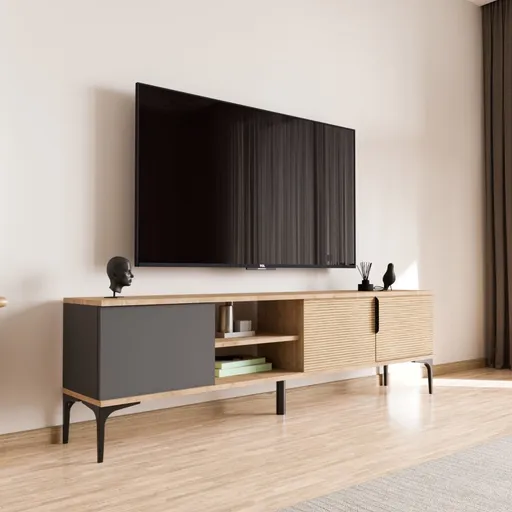 TV stolek Tarz - Anthracite, Oak