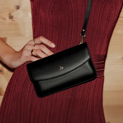 Dámská kožená kabelka na mobil a doklady Hexagona Anee - černá